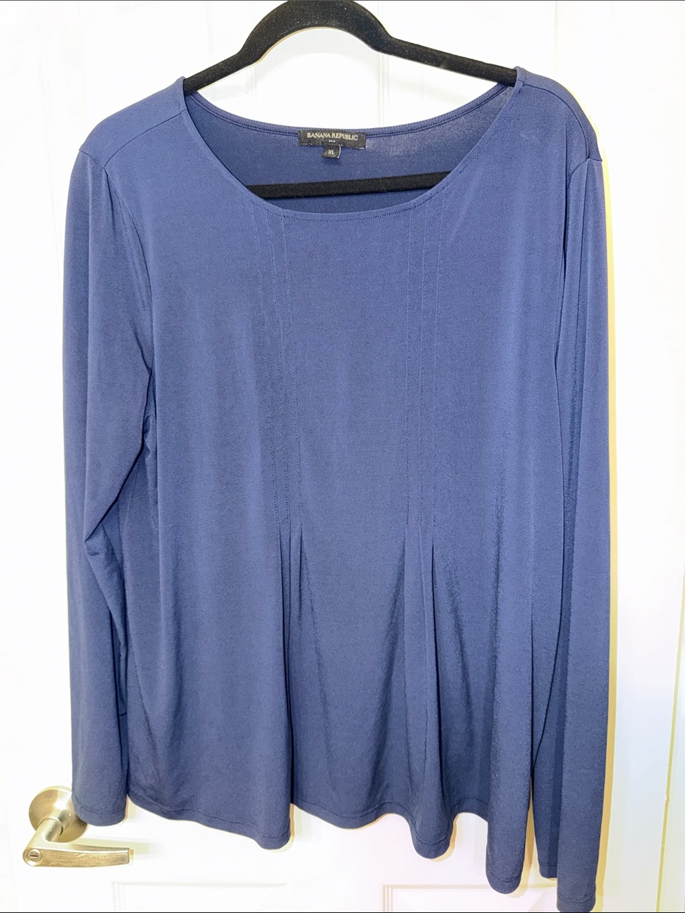 Banana Republic Deep Blue Long-Sleeve Scoop Neck Top